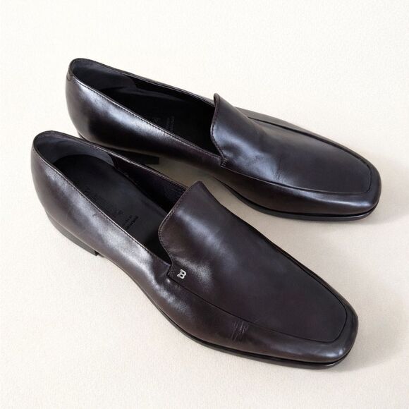 Bally Men’s Swiss Made Leather Apron Toe Loafers 8.5 – Dark Brown